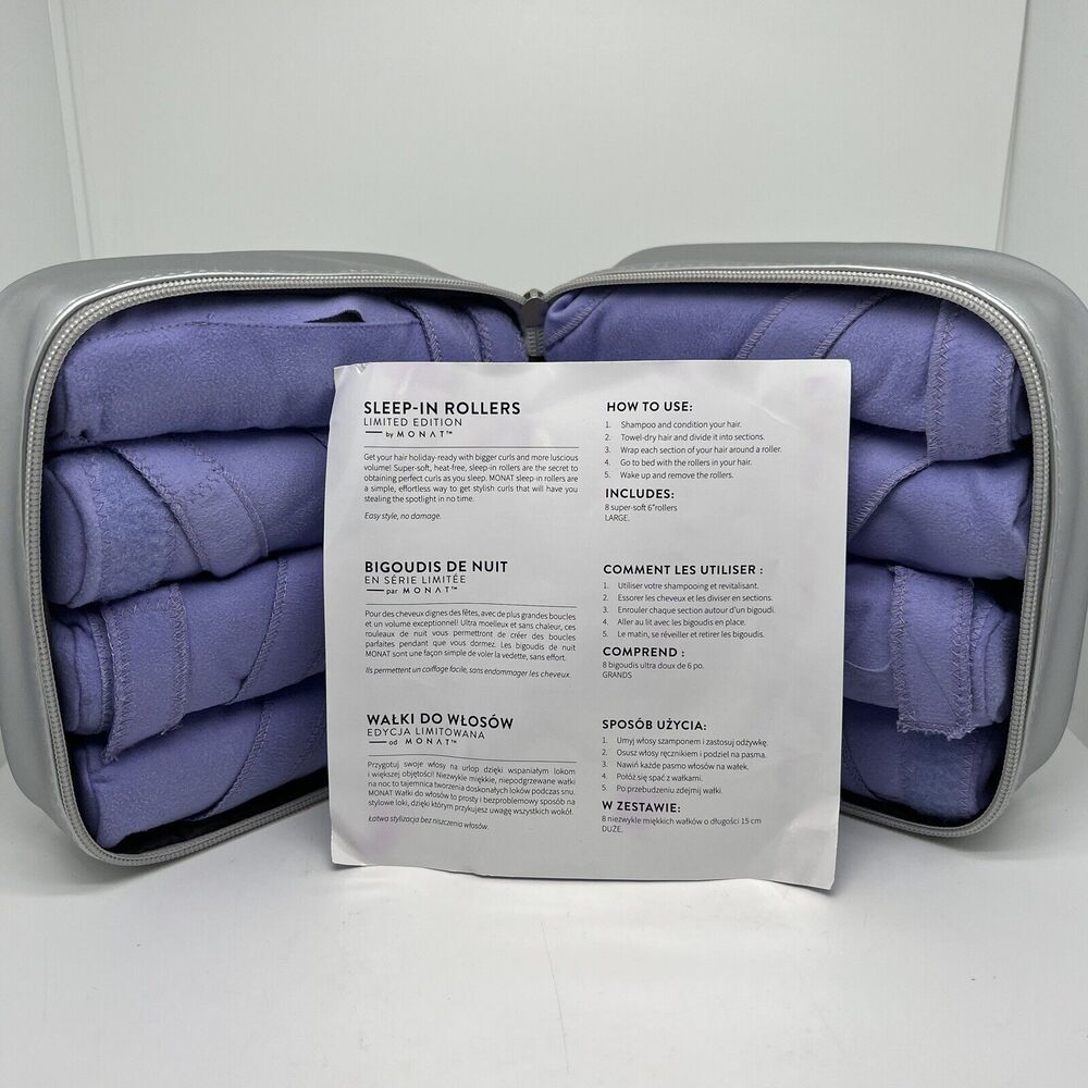 Monat Sleep In Hair Rollers Bendy Rollers Pack of 8 w/ Zip Case